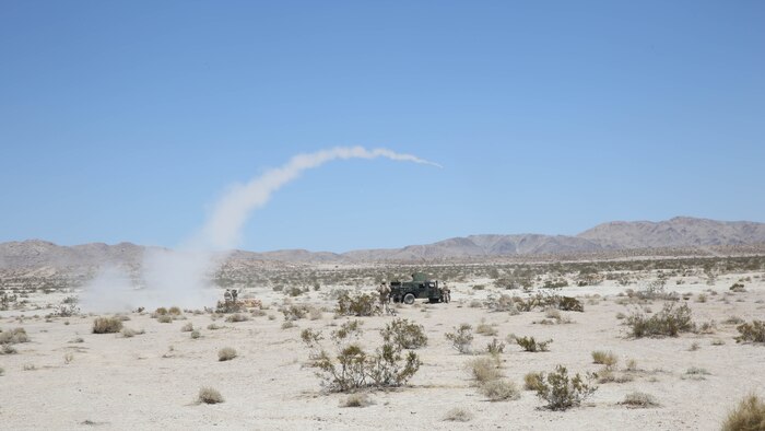 Marines with 3rd Low Altitude Air Defense Battalion (LAAD) fire stinger missiles during a live shoot in Fort Irwin, California, Aug. 10. Marines also fired the 50 Caliber sniper rifle and the M240B machine gun during the five-day annual training. 