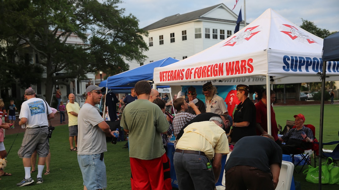 The Veterans of Foreign Wars organization hands out refreshments at a Vietnam Veterans Tribute, Aug. 8, at Waterfront Park in downtown Beaufort, S.C. Veterans of Foreign Wars is a non-profit organization whose mission is to support military veterans and their families.