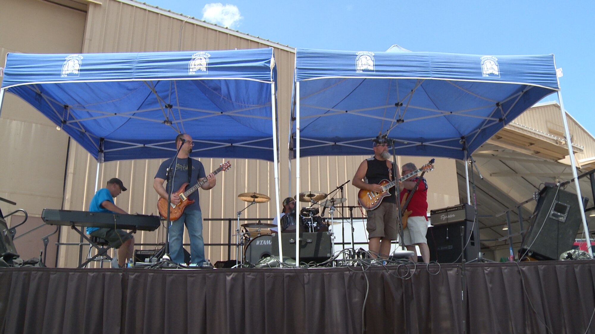 No Refund, a band based in Clovis, N.M., provide entertainment to guests at the 2015 “Rockin’ the High Planes” Open House Aug. 8, 2015 at Cannon Air Force Base N.M.  The open house featured a showcase of many local bands. (U.S. Air Force photo/Airman 1st Class Brendan Miller)

