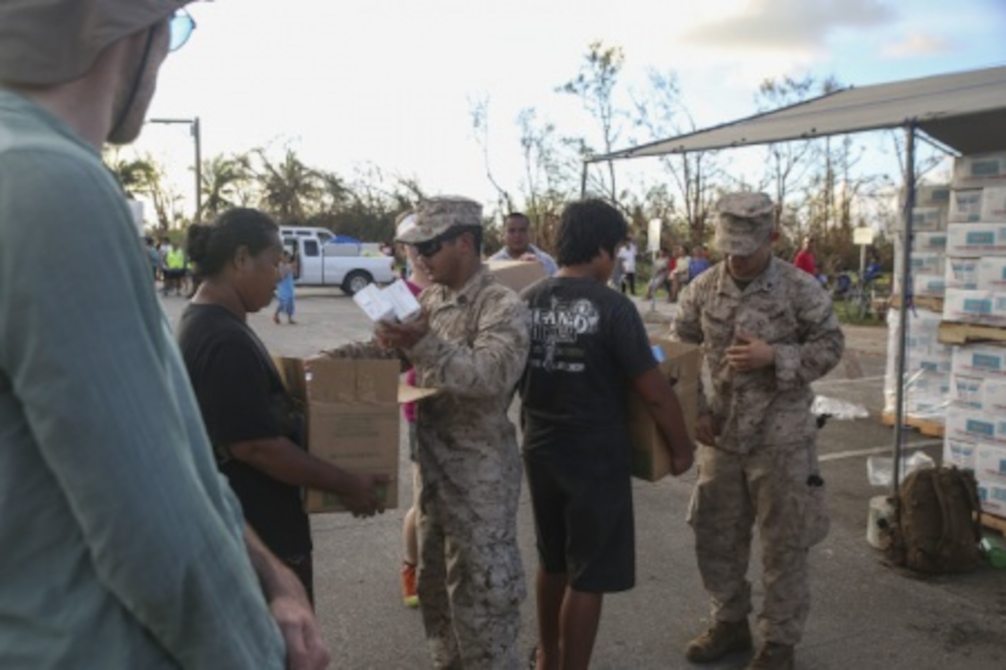 Marines hand out water
