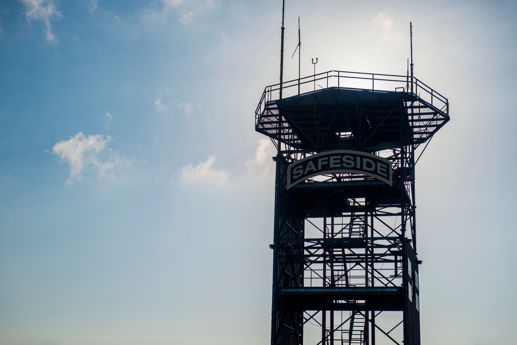 The Safeside Rappel Tower rests on display before a rappel training session Aug. 5, 2015, at Moody Air Force Base, Ga. The tower is dedicated to Operation Safeside, a unit of base defenders from the 820th Security Forces Group, 820th Base Defense Group’s predecessor, that served during the Vietnam War. (U.S. Air Force photo by Airman 1st Class Dillian Bamman/Released)