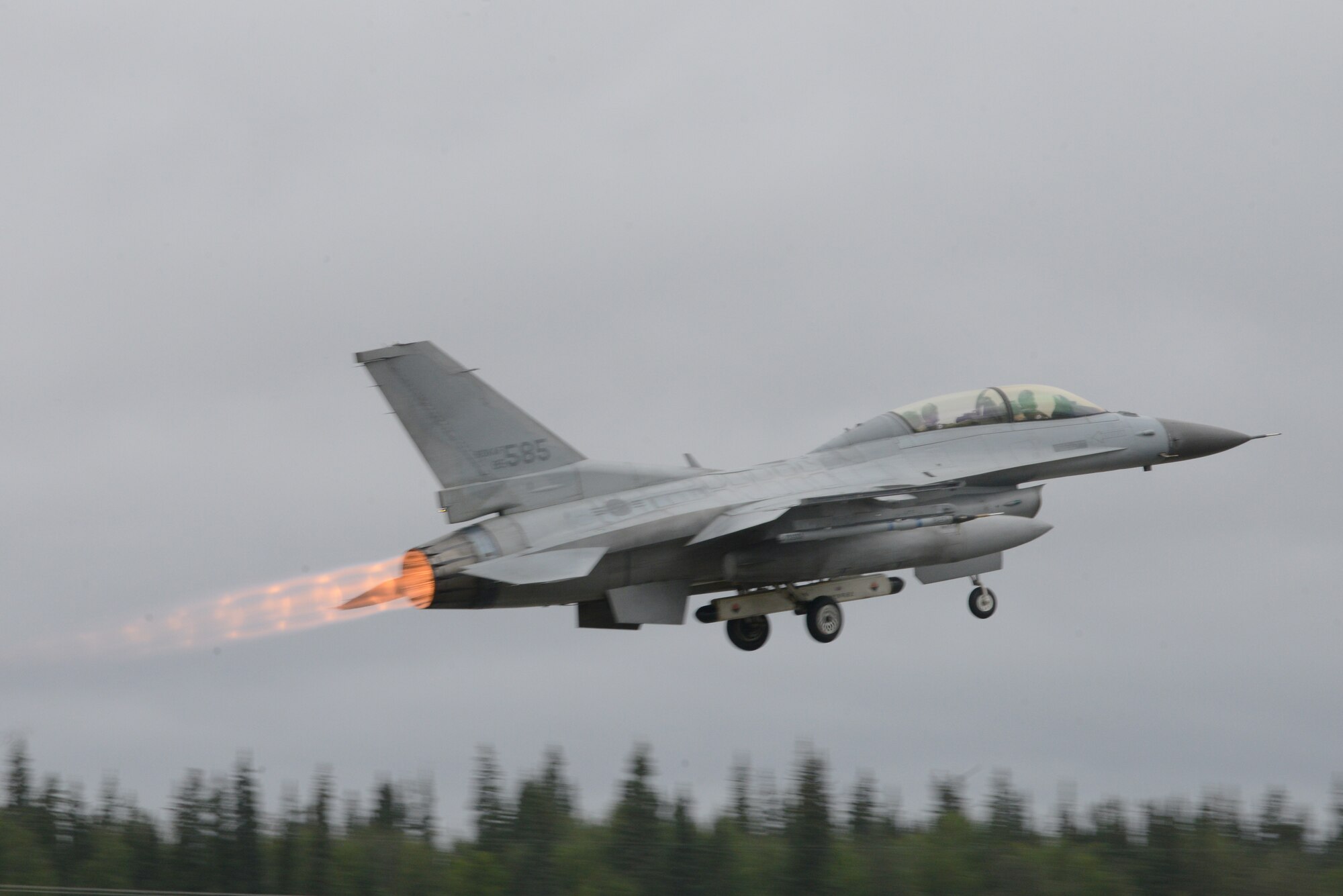 A Republic of Korea air force F-16 Fighting Falcon takes off from Eielson Air Force Base, Alaska, Aug. 10, 2015, during RED FLAG-Alaska (RF-A) 15-3. RF-A is a series of Pacific Air Forces commander-directed field training exercises for U.S. and partner nation forces, providing combined offensive counter-air, interdiction, close air support and large force employment training in a simulated combat environment. (U.S. Air Force photo by Senior Airman Ashley Nicole Taylor/Released)