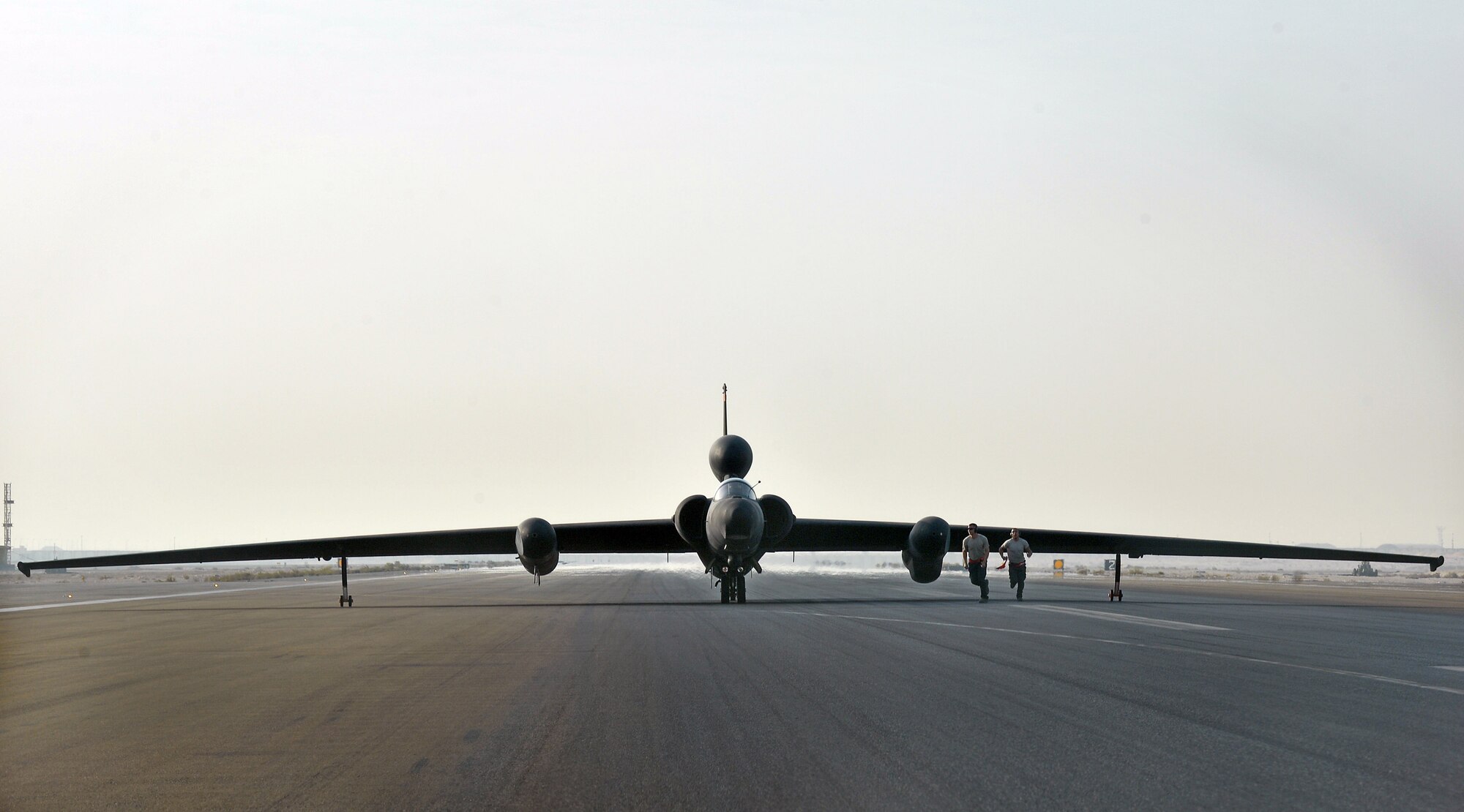 The U-2 Dragon Lady prepares for take-off at an undisclosed location in Southwest Asia Aug. 7, 2015. The U-2 has been conducting intelligence, surveillance and reconnaissance missions in the Air Force for 60 years. Here, its missions support Operation INHERENT RESOLVE, a multi-national effort with a shared objective to degrade and ultimately eliminate the Islamic State in Iraq and the Levant, otherwise known as ISIL or Da’ish. (U.S. Air Force photo/Tech. Sgt. Jeff Andrejcik)