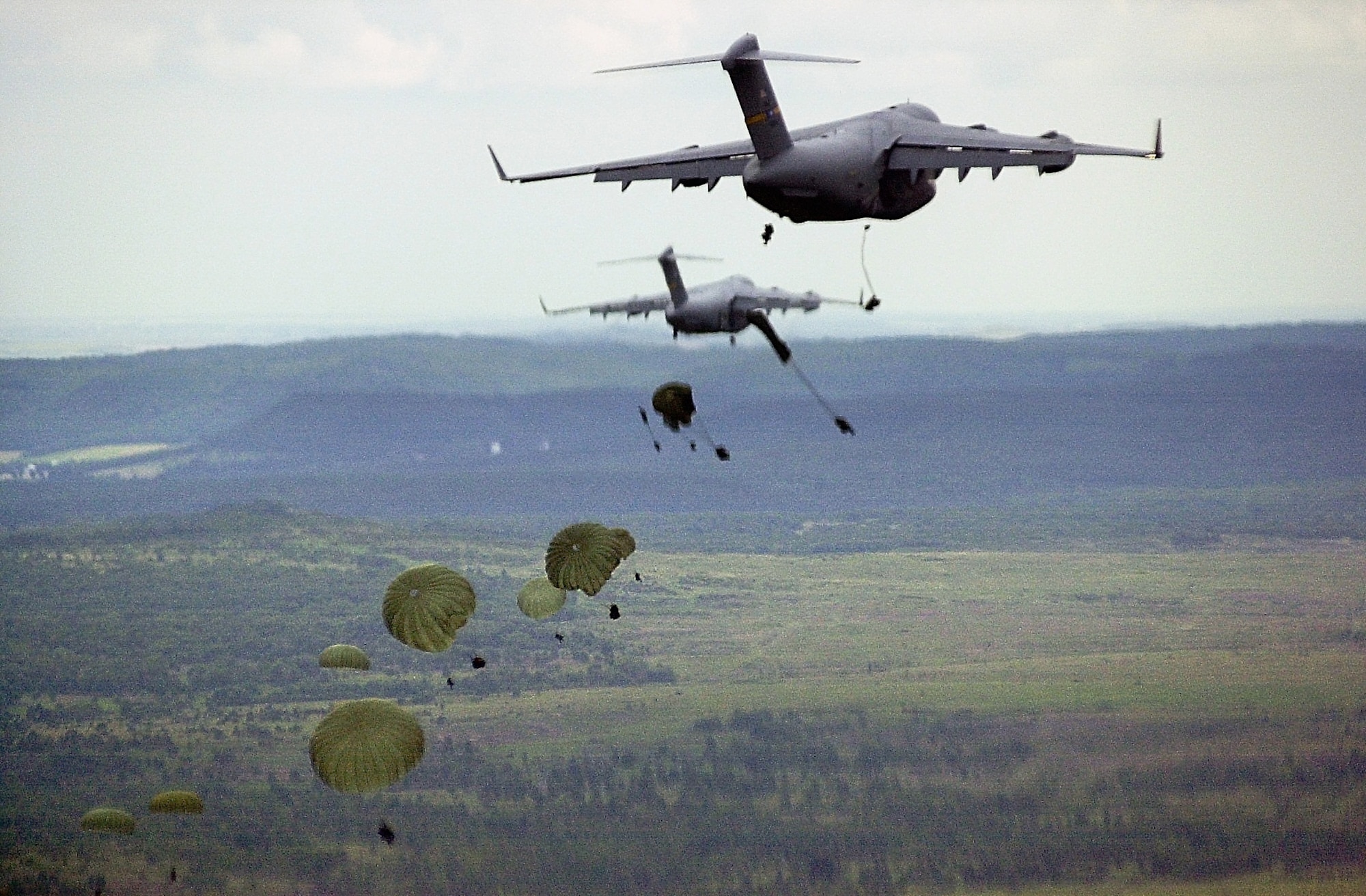 FILE PHOTO -- The C-17 Globemaster III is the most flexible cargo aircraft to enter the airlift force. The C-17 is capable of rapid strategic delivery of troops and all types of cargo to main operating bases or directly to forward bases in the deployment area. The aircraft is also capable of performing tactical airlift and airdrop missions when required. The inherent flexibility and performance of the C-17 force improve the ability of the total airlift system to fulfill the worldwide air mobility requirements of the United States. (U.S. Air Force photo by Staff Sgt. Jeffrey Allen)