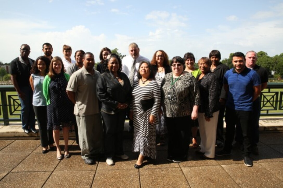 Seventeen civilians participated in the seminar that focuses on developing individuals as more effective leaders. Pictured left to right: Ina Maryland, Marcela Moody, Jim Lee, Sarah Lauten, Gabriela Shearer, Jodi Lara, Erik Martin, Erica Avedikian, Olivia Pike, Mike Hyams (Instructor), Dolly Potts, Faye Larkins-Hewitt, Michele Berger, Karen Williams, Brenda Dickerson, Lucy Bush, Rene Mejia, Edward Luckado III 