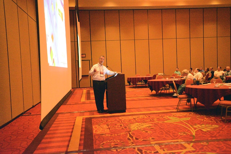 Joe Chapman an instructor gives a brief during the 6th Annual TN Association of Floodplain Managers Conference in Murfreesboro, Tenn. Aug. 11-14, 2015. Personnel from the U.S. Army Corps of Engineers Nashville District, Federal Emergency Management Agency, Tennessee Emergency Management Agency, Tennessee Valley Authority, floodplain administrators, community leaders, and technical professionals from throughout Tennessee attended the conference. 