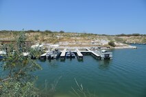 Half of the Laughlin Southwinds Marina dock was removed in 2012 because of the rescinding water levels throughout Lake Amistad.  During that time frame, operations such gas sales, wet slip and boat rentals were ceased.  Current improvements, such as the new electrical access point put in by the 47th Civil Engineer Squadron will prevent that from happening in the future. (U.S. Air Force photo by 2nd Lt Jhanelle Haag)(Released)