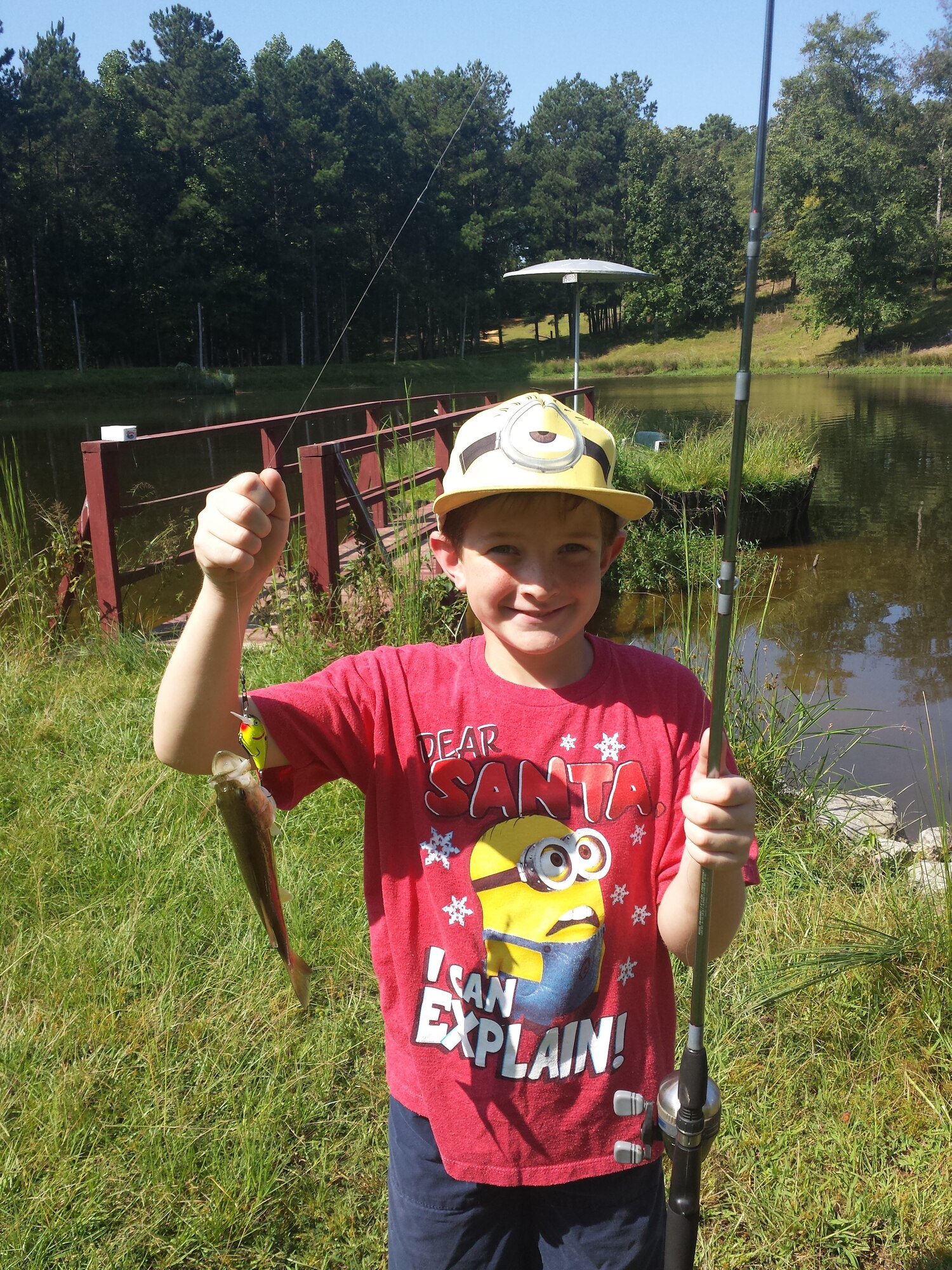 Dylan, age 9, son of Lt. Col. Daniel Radulski, an instructor in the 49th Fighter Training Squadron and the Cub Master of Pack Nine in Caledonia, displays his prize fish at Camp Seminole. Within the local area, there are many opportunities for younger Team BLAZE members to join Boy Scouts and benefit from all the program has to offer. (Courtesy photo)
