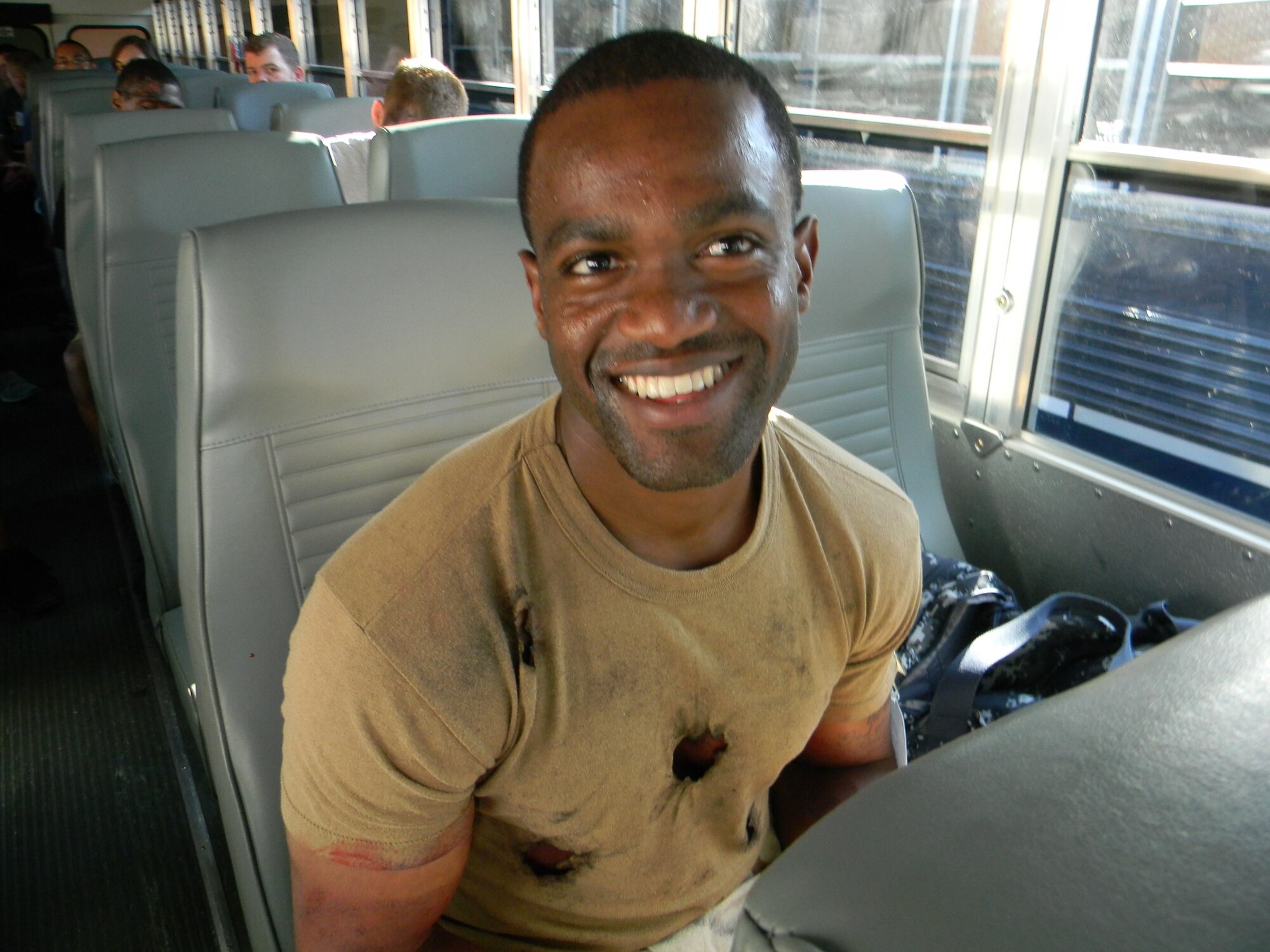 EXERCISE EXERCISE EXERCISE   No one is really hurt. The 79th Medical Wing Moulage team did a great job on the volunteers to make it look like they were injured. The volunteers are all smiles as they prepare to be bused to the location. More photos coming later today. EXERCISE EXERCISE EXERCISE