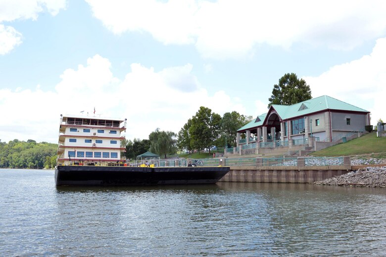 The Motor Vessel Mississippi is docked at McGregor Park in Clarksville, Tenn, Aug. 11, 2015 during a stop along the Cumberland River. The vessel is the U.S. Army Corps of Engineers’ largest diesel towboat and flagship to the Mississippi River Commission, which is inspecting Corps of Engineers projects along the Cumberland River as part of the commission’s annual low water inspection trip. The general duties of the MRC include the recommendation of policy and work flood control, navigation, and environmental projects on the Mississippi River, programs, the study of and reporting on the necessity for modifications to and conducting semiannual inspection trips and public hearings at various locations along the river. The work of the MRC is directed by its president and carried out by Army engineer districts from the watershed.