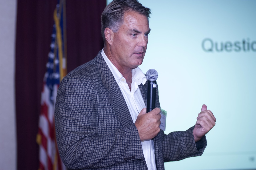 Greg Batts, owner of Prizer Point Marina and Resort in Cadiz, Ky., asks the Mississippi River Commission to communicate with the recreation community because they want to partner and to have input in the decisions that directly affect them.  The commission and stakeholders were traveling onboard the Motor Vessel Mississippi Aug. 12, 2015 on the Cumberland River headed to Cheatham Lock and Dam in Ashland City, Tenn.