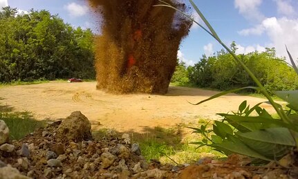 KADENA AIR BASE, Japan (Aug. 12, 2015) - The 18th Civil Engineer Squadron Explosive Ordnance Disposal Flight destroys unserviceable munitions as well as unexploaded ordnance using 50 M112 Demolition blocks of C-4 explosives on Kadena Air Base, Japan, Aug. 12, 2015. The team routinely disposes of unserviceable munitions and recovered UXOs found on Kadena. 