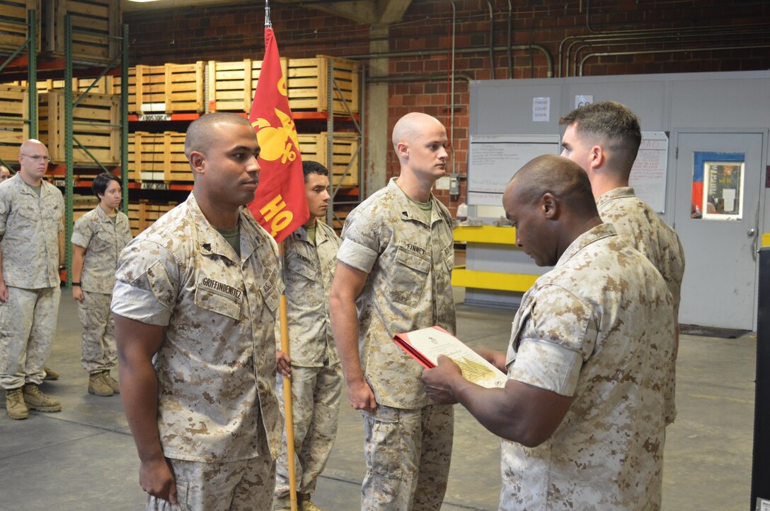 8th Communication Battalion taking time out of its morning to promote two Marines to the rank of Sergeant on the 3rd of August 2015. Sergeant Griffin and Sergeant Finney, will proudly carry on the legacy of those before them as they move into their new roles as Sergeants in the United States Marine Corps. Job well done Gentlemen.  