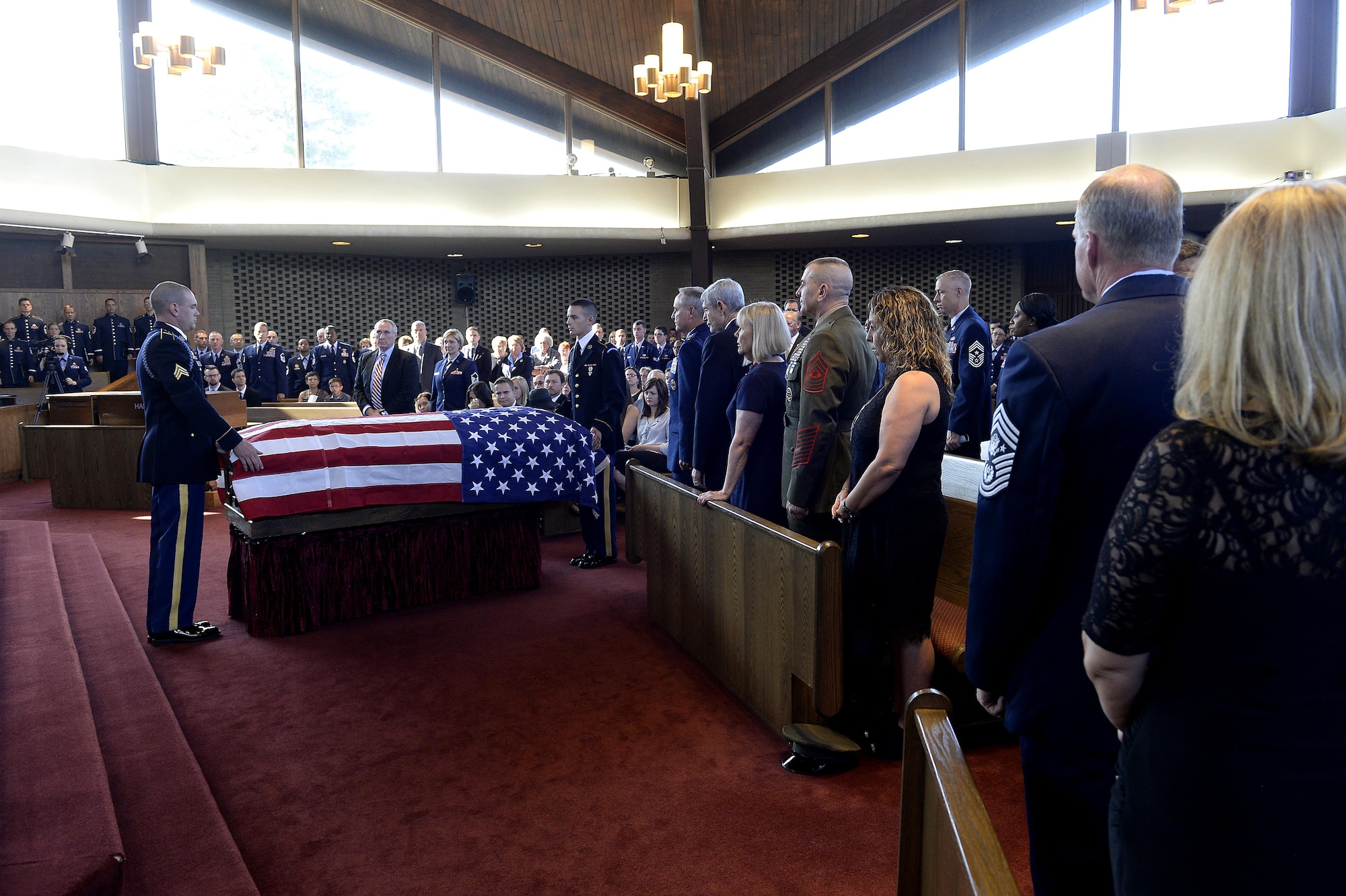 Chief Master Sgt. of the Air Force James Binnicker is laid to rest in Arlington National Cemetery, Va., Aug. 14, 2015. Binnicker passed away March 21 in Calhoun, Ga. (U.S. Air Force photo/Scott M. Ash)