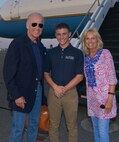 Airman 1st Class Thomas Charlton, a 628th Air Base Wing Public Affairs photojournalist, gets to experiences being on the other side of the camera with Vice President Joe Biden and his wife, Dr. Jill Biden. The Biden’s departed Joint Base Charleston Aug. 8, 2015 after being in the area on leisure. (U.S. Air Force / courtesy photo)