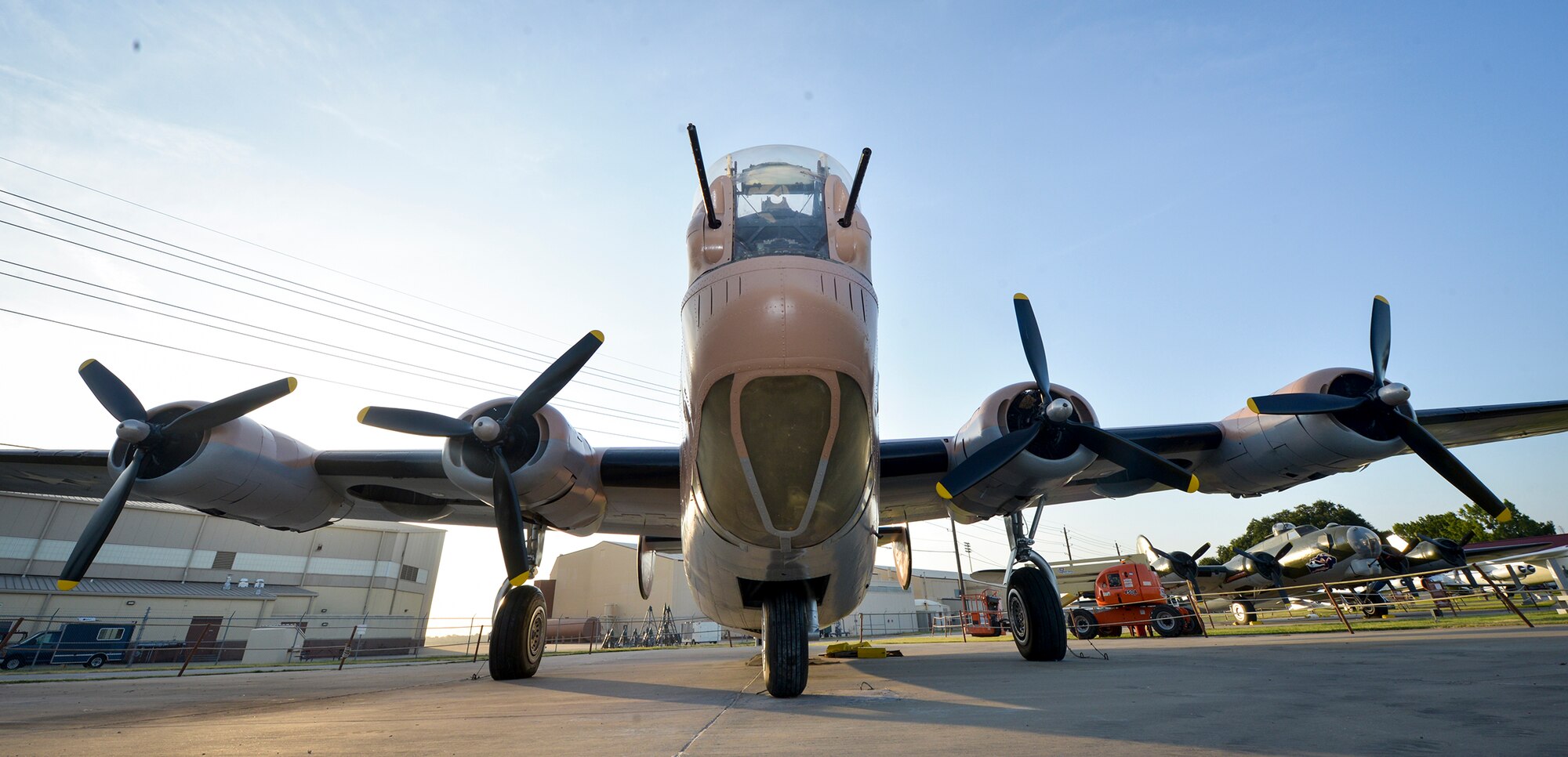 The Barksdale Global Power Museum’s J-model B-24 Liberator is one of the last in the world that was built at the Ford Motor Company’s Willow Run manufacturing complex in Michigan. It was recently painted in a desert sand paint scheme, to represent the Mediterranean Theater of Operations in World War II. (U.S. Air Force photo/Airman 1st Class Mozer O. Da Cunha)