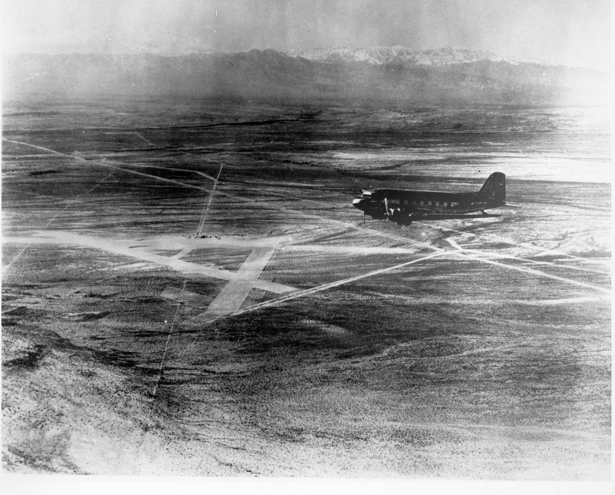 Western Air Express Air Field, pictured here in 1941, was a central hub for passengers and mail going to and from Los Angeles and Salt Lake City. Today, Western Air Express Air Field has become Nellis Air Force Base. (Courtesy photo)