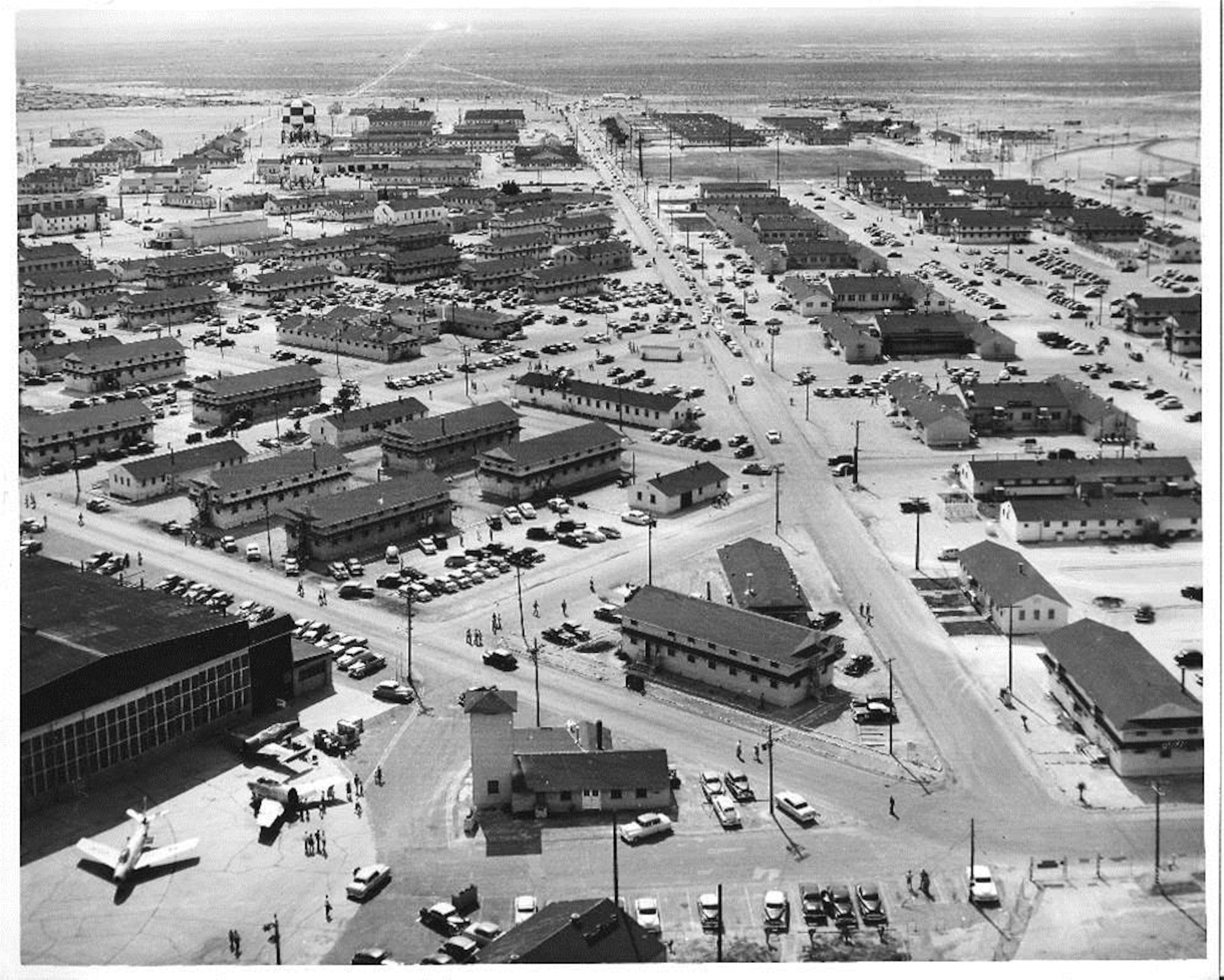 At the end of the Korean War, Nellis Air Force Base had expanded exponentially since its pre-World War II days, as seen here in 1956. The base, which was renamed to Nellis AFB in 1950, is coming up on its 75th anniversary in 2016. (Courtesy photo)