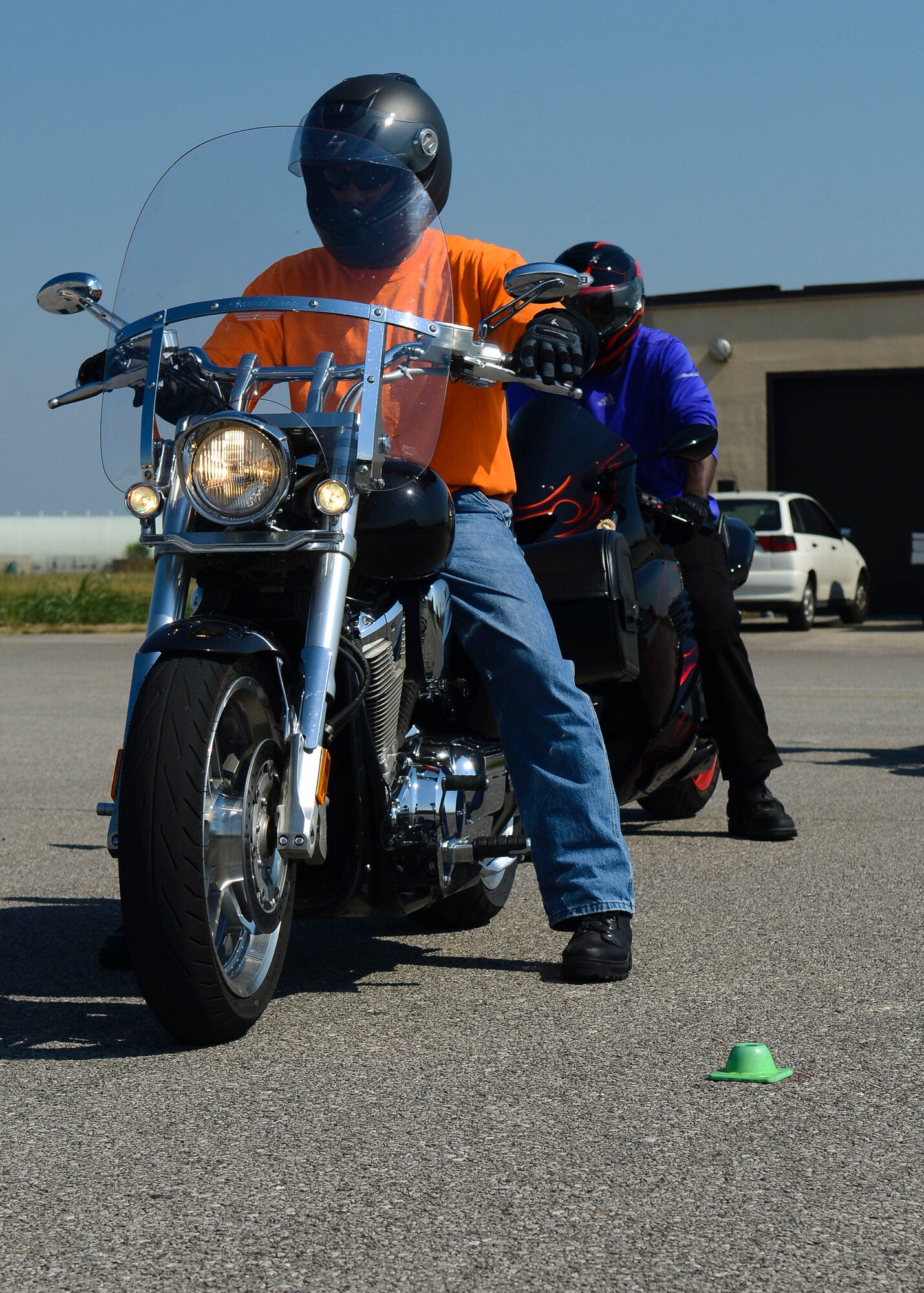 Riding Coach Preparation Workshop students prepare for a riding skills exercise during an RCP Workshop, Aug. 13, 2015, at Aviano Air Base, Italy.  Students demonstrated their riding proficiency as part of the curriculum. (U.S. Air Force photo by Senior Airman Austin Harvill/Released)