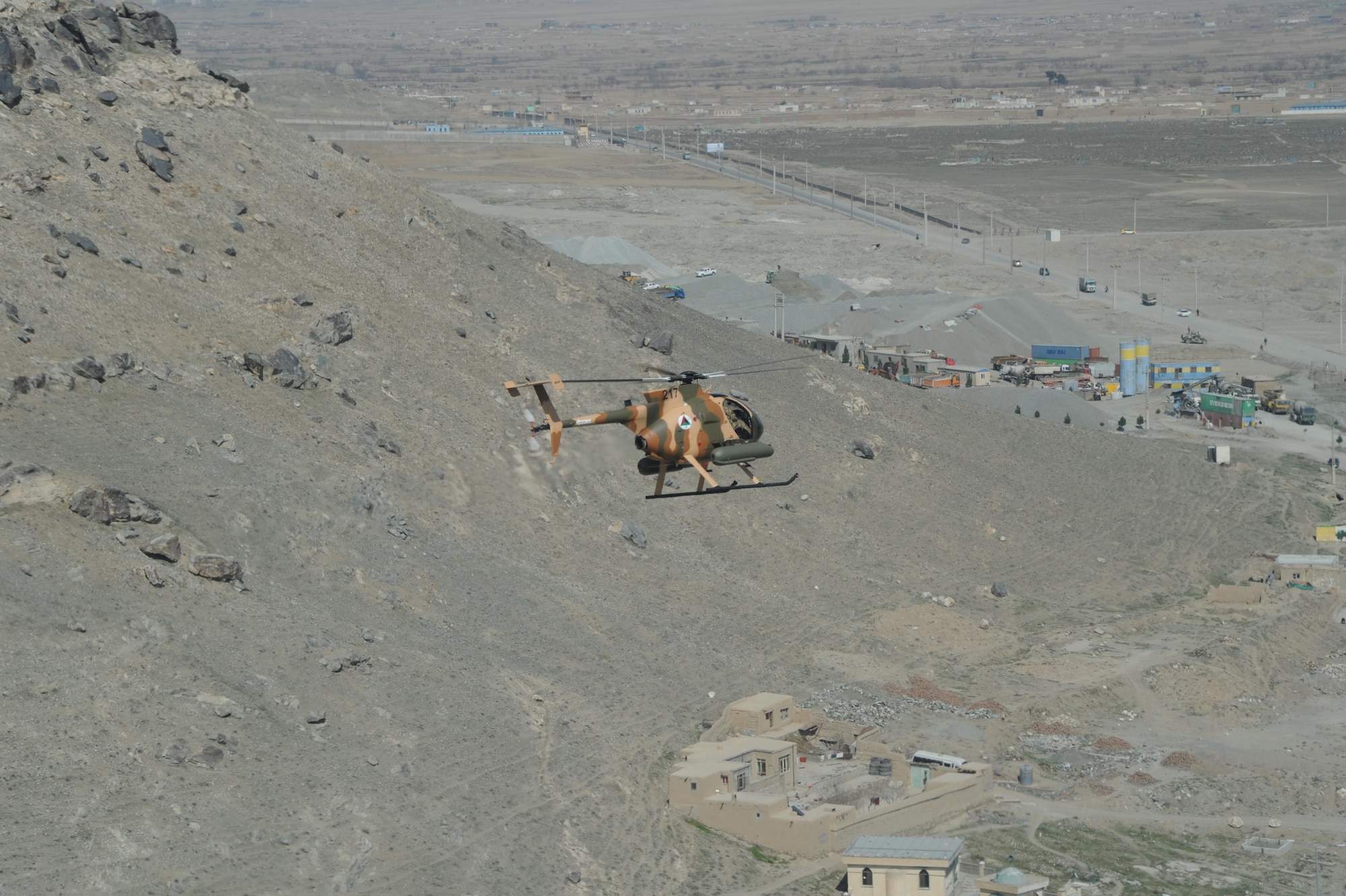 The MD-530 Warrior, or “Jengi” in Dari, is the newest in the Afghan Air Force’s arsenal, providing air power to support the ANDSF. The “Jengi” is designed for high altitude and hot weather operations. (U.S. Air Force photo by Capt. Jeffre Nagan)