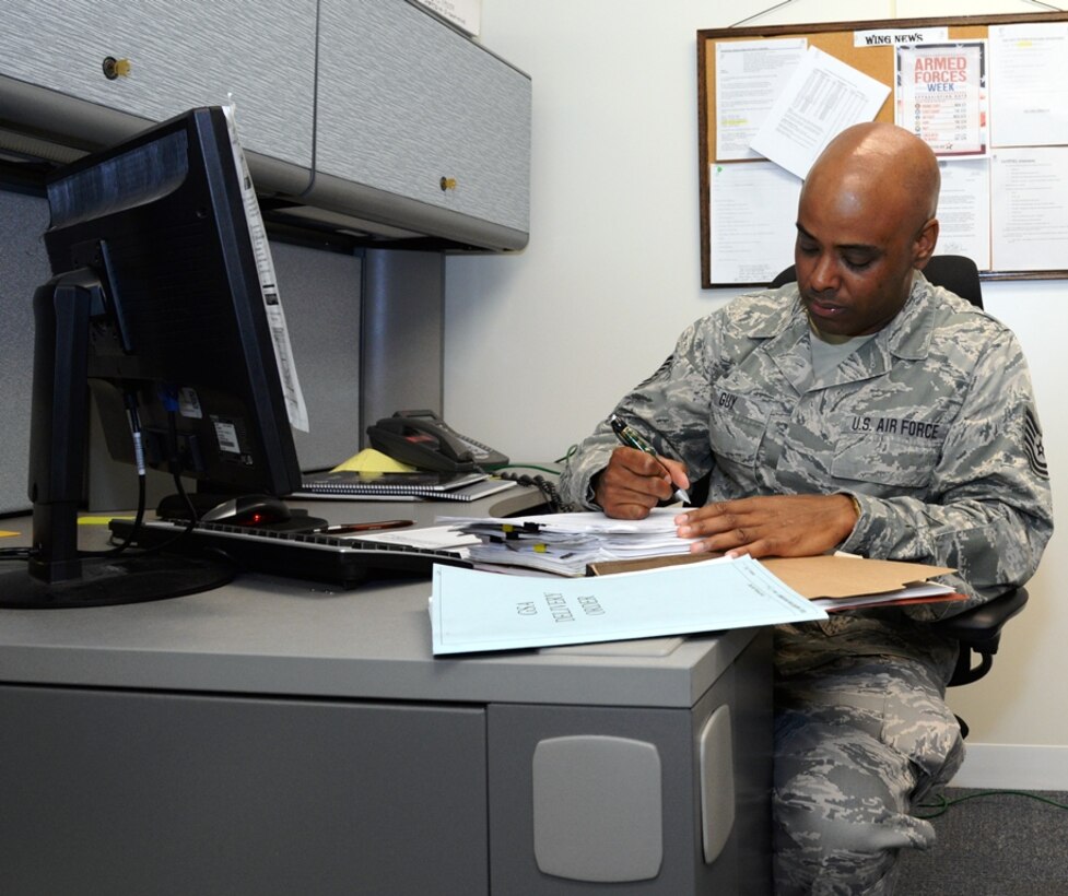 Tech. Sgt. Kerry Guy, 175th Mission Support Group contract specialist, is the spotlight Airman for the month of August for the Maryland Air National Guard. (U.S. Air National Guard photo by Airman 1st Class Enjoli Saunders/RELEASED)