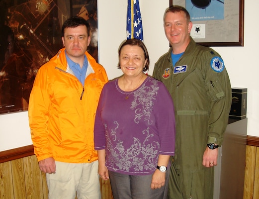 From left to right: Retired Major William A. Allen, Martha Coley and retired Lt. Col. Stephen R. Allen are pictured at McEntire Joint National Guard Base in Hopkins, South Carolina January 2014.