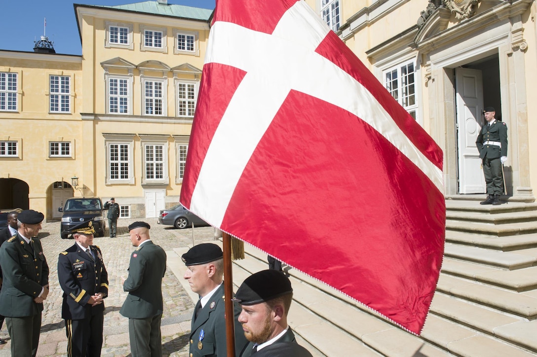 U.S. Army Gen. Martin E. Dempsey, chairman of the Joint Chiefs of Staff, arrives at the Royal Danish Army Academy in Copenhagen, Denmark, Aug. 17, 2015. DoD photo by D. Myles Cullen