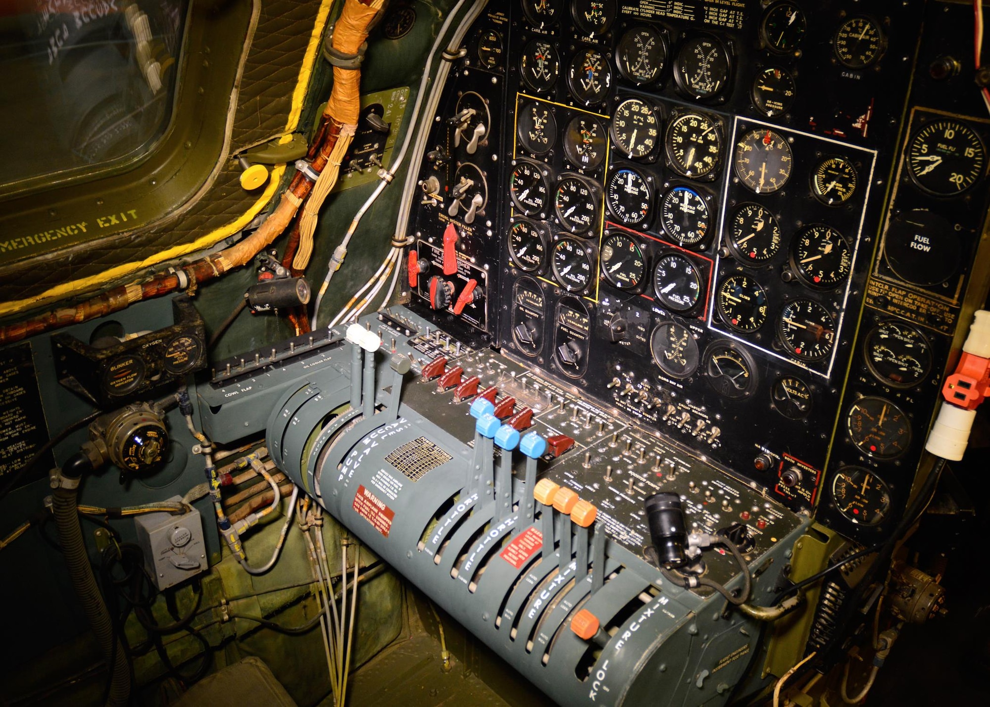 DAYTON, Ohio - Boeing B-29 Superfortress "Bockscar" interior view of the engineer position in the WWII Gallery at the National Museum of the U.S. Air Force. (U.S. Air Force photo)