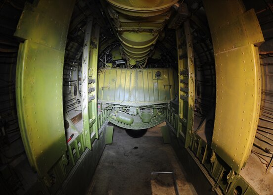 DAYTON, Ohio - Boeing B-29 Superfortress "Bockscar" interior view of the bomb bay in the WWII Gallery at the National Museum of the U.S. Air Force. (U.S. Air Force photo)