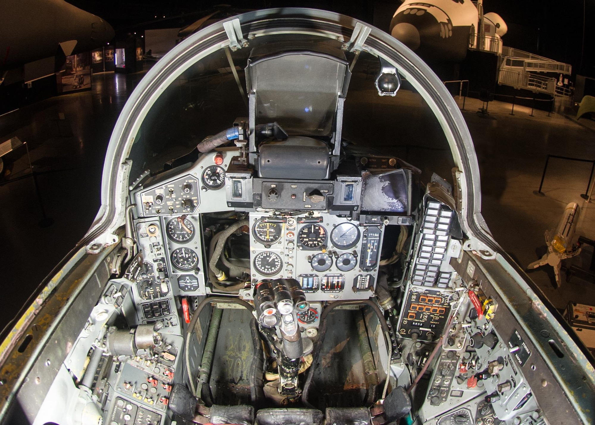 DAYTON, Ohio -- Mikoyan-Gurevich MiG-29A cockpit in the Cold War Gallery at the National Museum of the United States Air Force. (U.S. Air Force photo by Ken LaRock) 