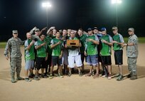 The 8th Maintenance Squadron poses for a 2015 softball intramural championship photo at Kunsan Air Base, Republic of Korea, Aug. 17. The MXS dragons finished off a great season on with a 10-1 record. (U.S. Air Force photo by Senior Airman Divine Cox/Released) 