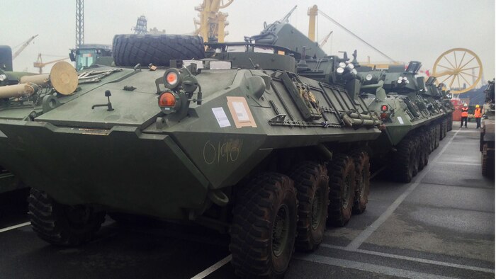 U.S. Marines now have tanks, artillery, and light-armored reconnaissance vehicles in Europe to support NATO allies and international partner countries.  The heavy equipment arrived in Bremerhaven, Germany, Sunday, and is bound for Bulgaria. The tanks, artillery, and light armored reconnaissance vehicles will be loaded on trains and moved across Europe demonstrating our allies’ and international partners’ ability to move heavy equipment across the region to support operations during a crisis.