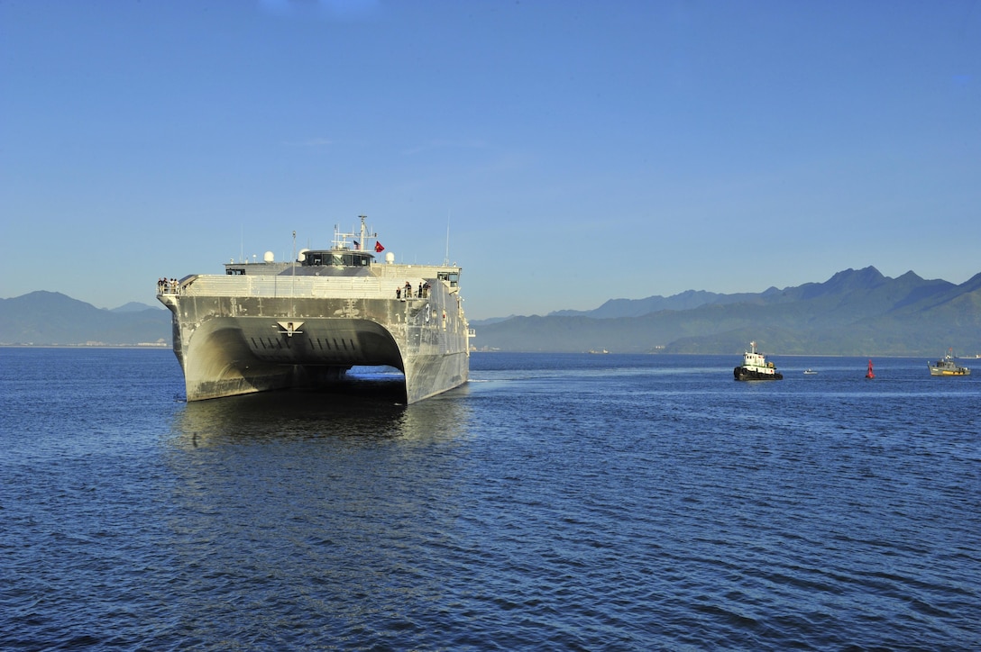The joint high speed vessel USNS Millinocket arrives in Da Nang, Vietnam, Aug. 17, 2015, for Pacific Partnership 2015. U.S. Navy photo by Lt. j.g. Elizabeth Feaster
