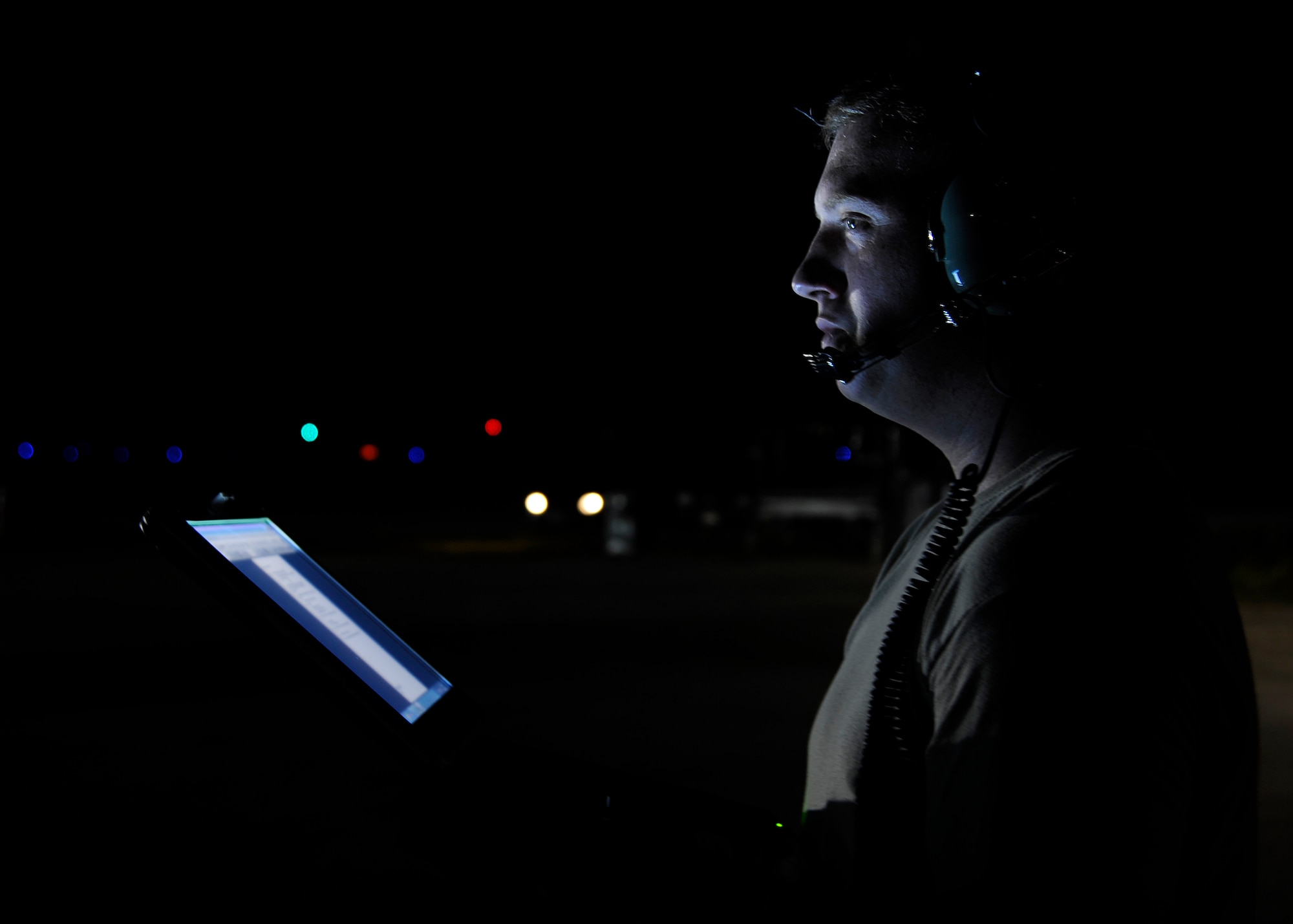 An aircraft maintainer with the 509th Aircraft Maintenance Squadron checks technical data for a U.S. Air Force B-2 Spirit at Andersen Air Force Base, Guam, Aug. 12, 2015. Three B-2s and about 225 Airmen from Whiteman Air Force Base, Missouri, deployed to Guam to conduct familiarization training activities in the Indo-Asia-Pacific region. (U.S. Air Force photo by Senior Airman Joseph A. Pagán Jr./Released)