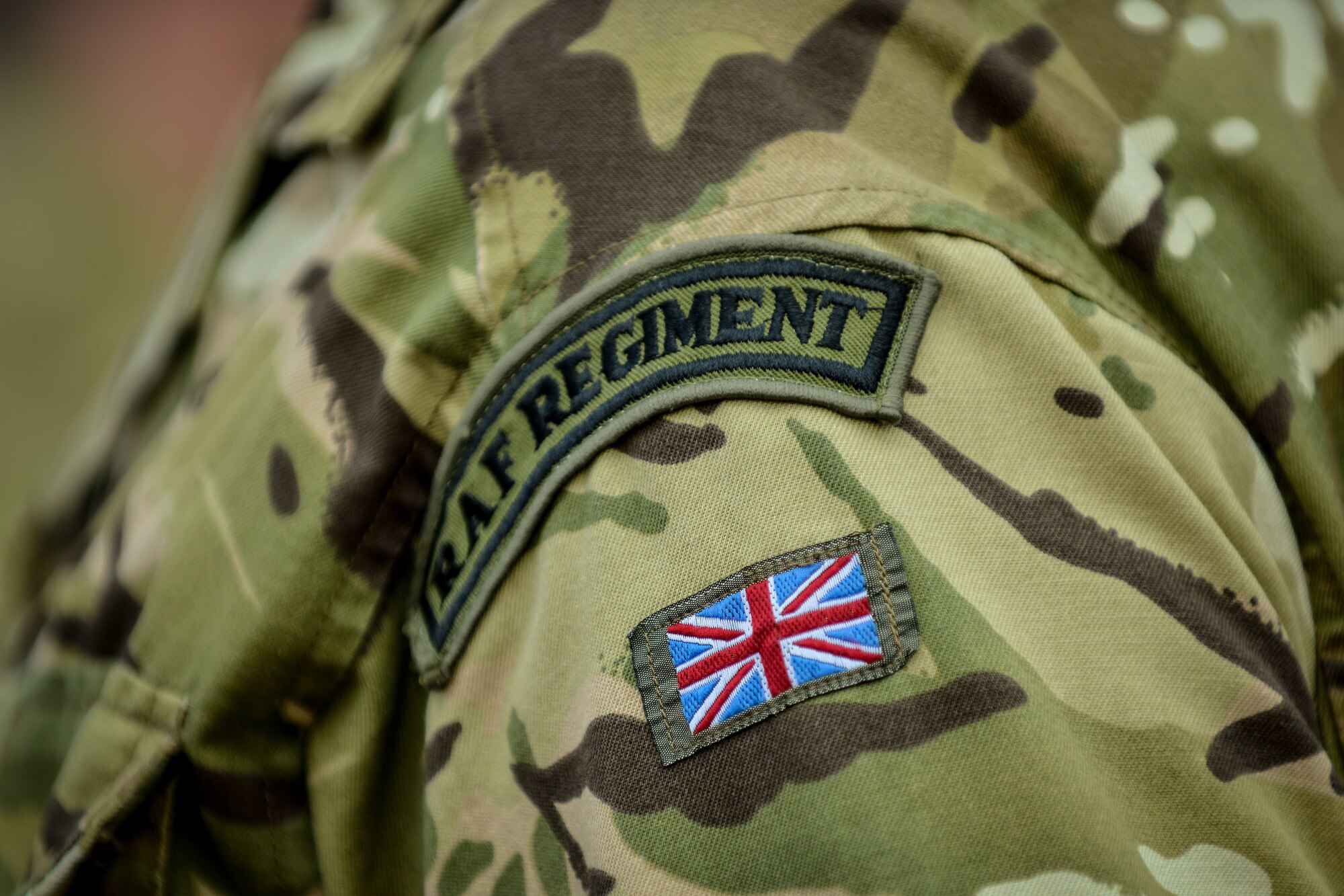A Royal Air Force regiment patch is displayed on an Air Training Corps cadet’s uniform Aug. 10, 2015, on Vogelweh, Germany.  The cadets visited the Kisling NCO Academy for a two-day team-building course which not only gave them a glimpse of U.S. military life, but also strengthened the alliance between the NATO partners. (U.S. Air Force photo/Senior Airman Nicole Sikorski)