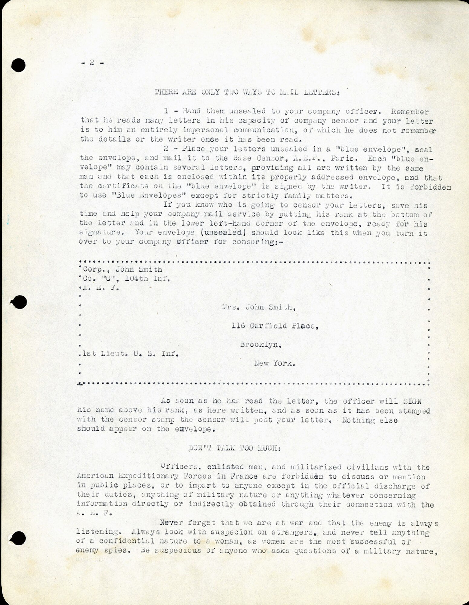 ”To the American Soldier in France” was issued in 1917 through the Adjutant General of the American Expeditionary Forces, Robert C. Davis, by the command of Gen. Pershing. (U.S. Air Force photo)