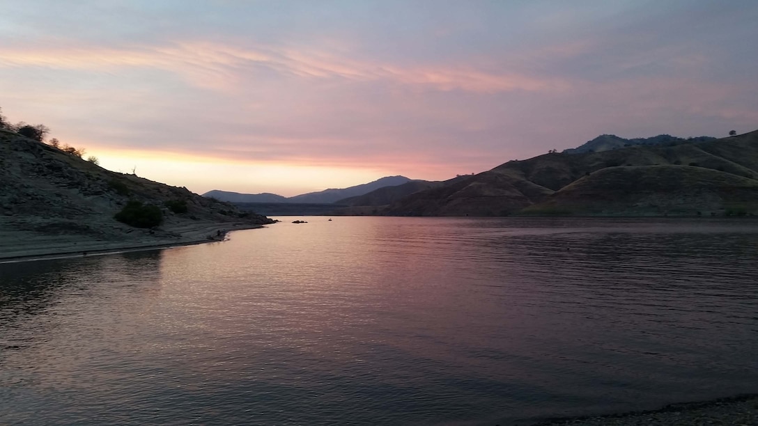 Smoke from the Rough Fire in Sequoia National Forest colored the sunset at Lake Kaweah, Aug. 18, 2015. Kaweah is the U.S. Army Corps of Engineers Sacramento District facility near Lemon Cove, Calif. U.S. Army photo by Park Ranger William Spring.
