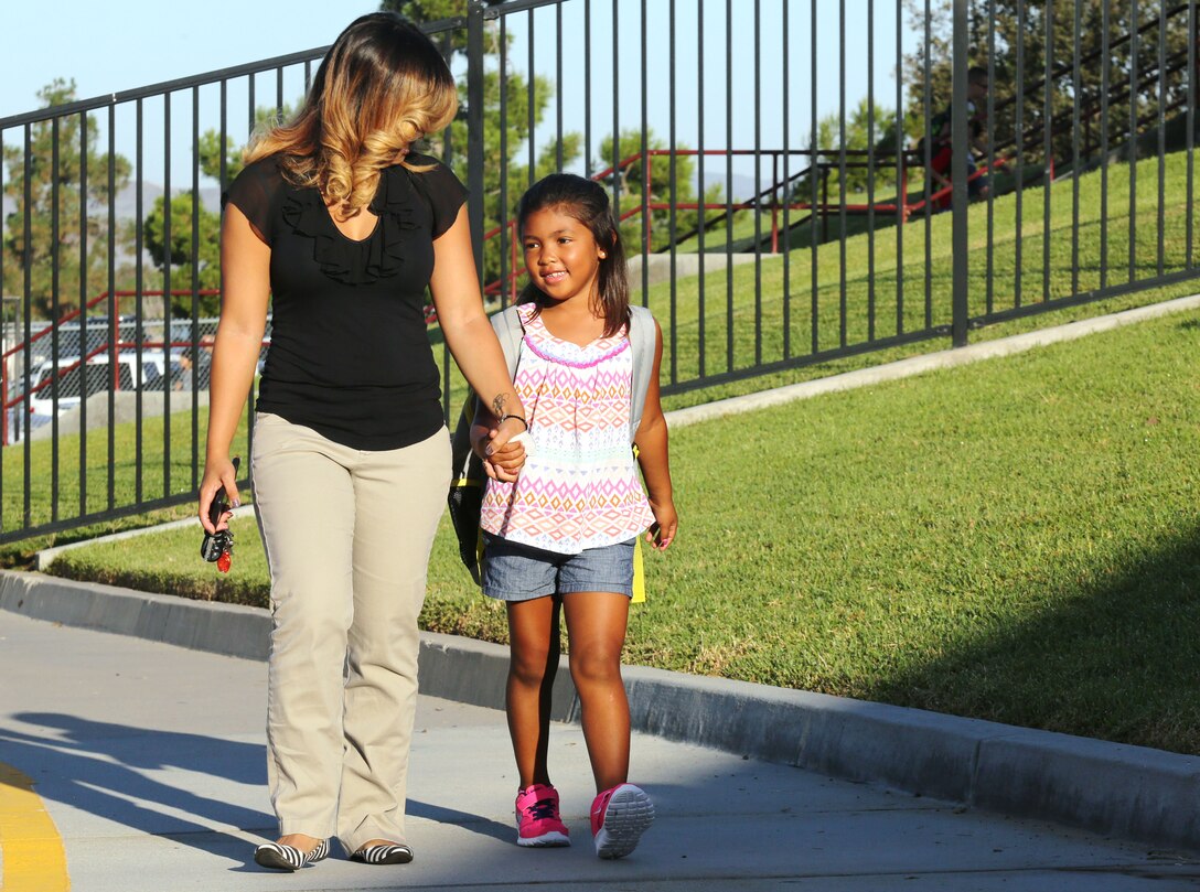 Camp Pendleton children attend the first day of the school year at Mary Fay Pendleton Elementary School, August 17. Parents of kindergartners were invited to a Back to School morning to ease their children’s transition to the school environment and learn how they could help out at home.