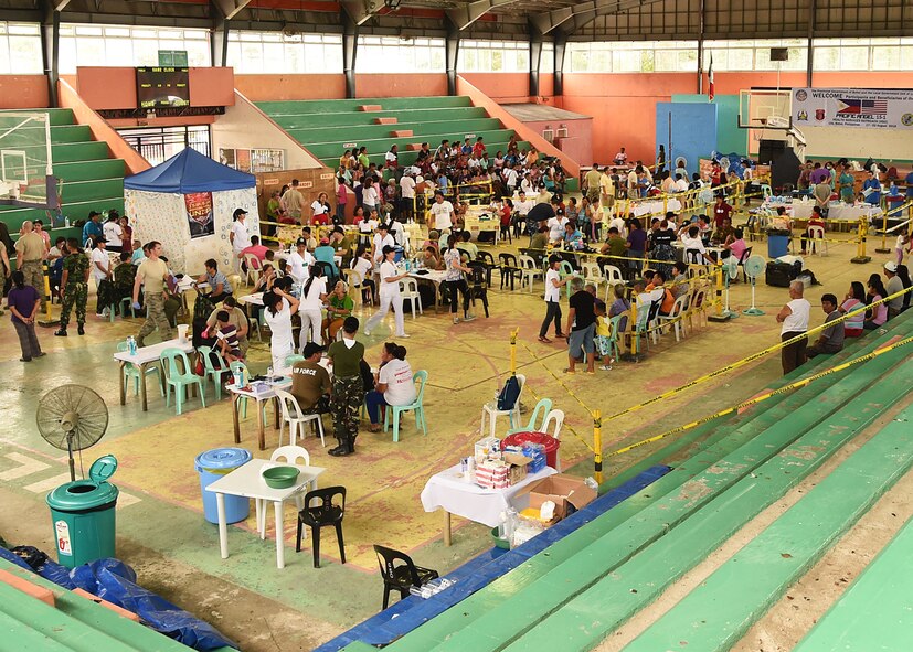 Military doctors, dentists, optometrists, physical therapists and pharmacists from the U.S. Air Force, U.S. Army, U.S. Marine Corps and U.S. Navy along with service members from the Philippines, Australia, Indonesia, Timor-Leste and Papua New Guinea provided free heath screenings as a part of the Health Services Outreach provided as part of the Pacific Angel Philippines mission taking place in Lila, Bohol province, Philippines, Aug. 16, 2015. Efforts undertaken during Pacific Angel help multilateral militaries in the Pacific improve and build relationships across a wide spectrum of civic operations, which bolsters each nation’s capacity to respond and support future humanitarian assistance and disaster relief operations. (U.S. Air Force photo by Tech. Sgt. Aaron Oelrich/Released)