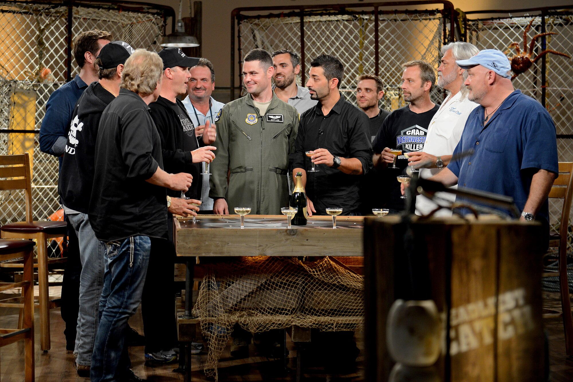Capt. Matthew Lund, 8th Airlift Squadron C-17 Globemaster III pilot, talks to members on the show, May 29, 2015, in Seattle, Wash. Lund was in a segment called “Captain to Captain” on the show “The Bait,” and talked about his job and responsibilities as a pilot. (U.S. Air Force photo/Airman 1st Class Keoni Chavarria)