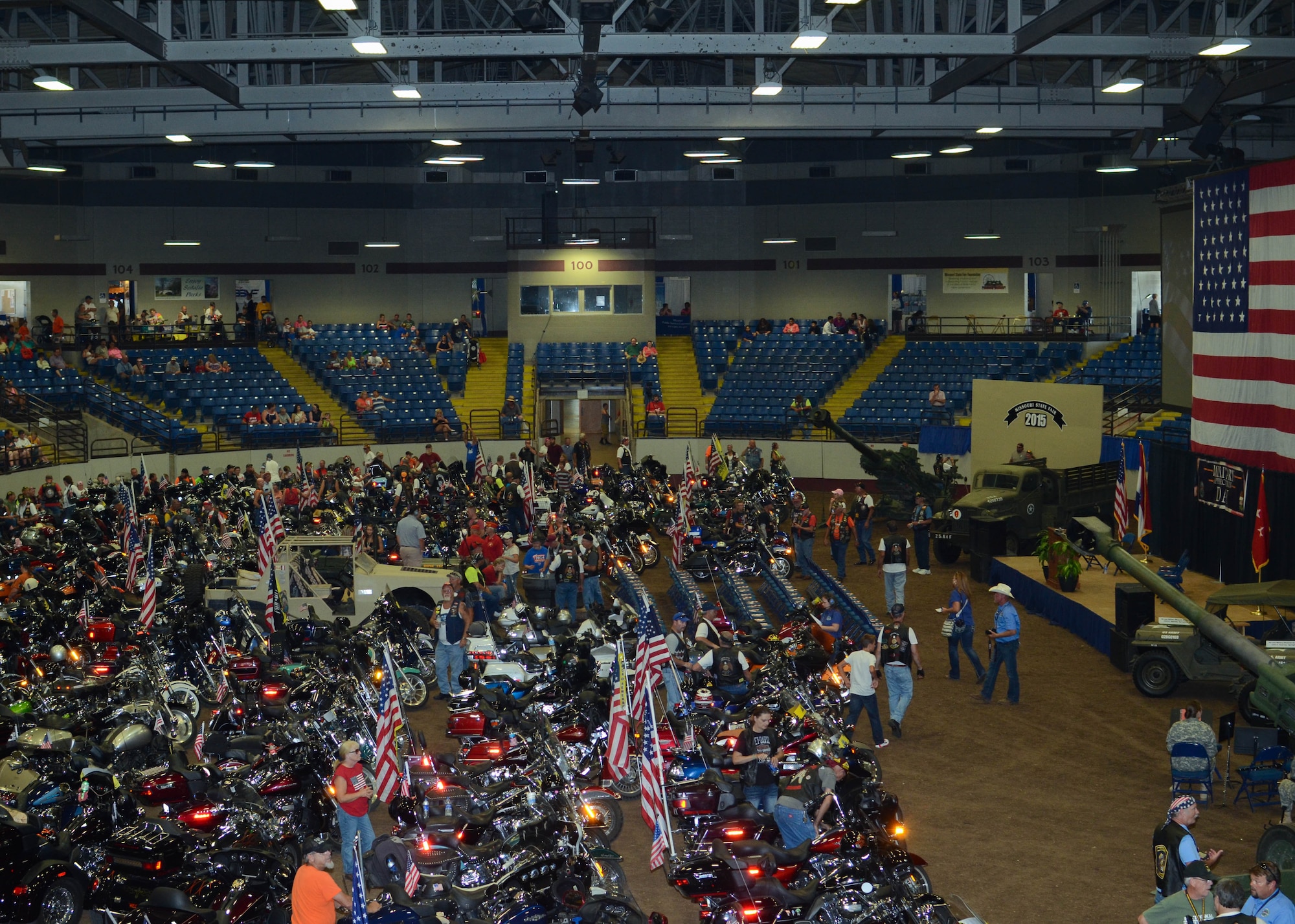 Approximately 175 Patriot Riders filled the Matthewson Exhibition Center at the Missouri State Fair on Military Appreciation Day, August 16, 2015. (U.S. Air National Guard photo by Staff Sgt. Brittany Cannon)