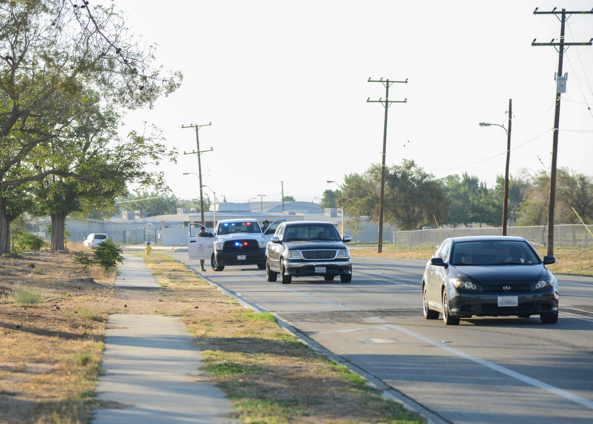 The 412th Security Forces Squadron will be conducting random patrols during the drop-off and pick-up hours at both base schools, in an effort to promote driver integrity on the road. (U.S. Air Force photo by Rebecca Amber)