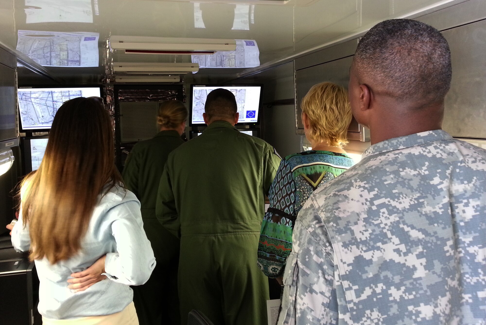 MQ-9 Reaper pilot and sensor operators with the 184th Attack Squadron showcase the Predator Reaper Integrated Mission Environment simulator to members of U.S. Rep. Steve Womack’s (R-Rogers) staff Aug. 14, 2015. Five members of Womack’s local and Washington D.C. team toured the 188th Wing. During this tour, they also received a mission briefing and tour of new 188th facilities as well as a demonstration of the RAZORBACK PAD, a 123rd Intelligence Squadron domestic operations asset. Womack’s staff also participated in an aerial tour on a UH-60 Black Hawk with the Arkansas Army National Guard’s 77th Theater Aviation Brigade. The objective of the aerial tour was to view assets at Fort Chaffee Joint Maneuver Training Center and 188th Detachment 1 Razorback Range. (U.S. Air National Guard photo by Maj. Heath Allen/Released)