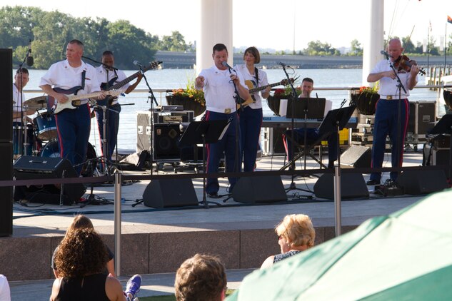 On July 5, 2014, Free Country, the Marine Band's contemporary country music ensemble, performed at National Harbor in Maryland. (U.S. Marine Corps photo released/Gunnery Sgt. Amanda Simmons)