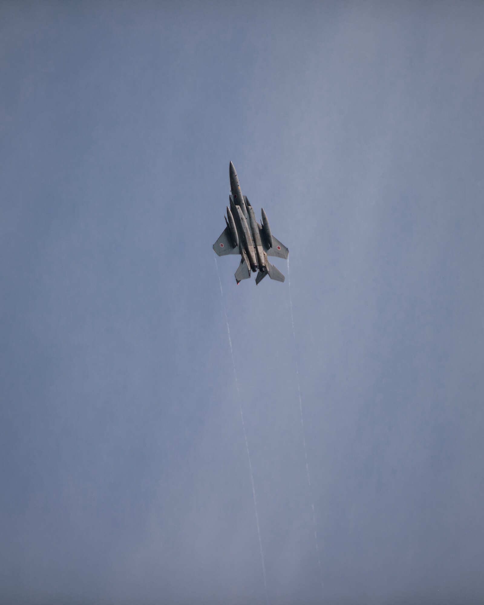 A Japan Air Self-Defense Force (JASDF) F-15J Eagle flies over Eielson Air Force Base, Alaska, Aug. 14, 2015, during RED FLAG-Alaska (RF-A) 15-3. JASDF and Republic of Korea Air Force units are deployed to Eielson along with assorted tanker, transport, fighter and electronic warfare aircraft, and support personnel from multiple U.S. service branches for RF-A, a series of Pacific Air Forces commander-directed field training exercises for U.S. and partner nation forces, providing combined offensive counter-air, interdiction, close air support, and large force employment training in a simulated combat environment. (U.S. Air Force photo by Staff Sgt. Shawn Nickel/Released)