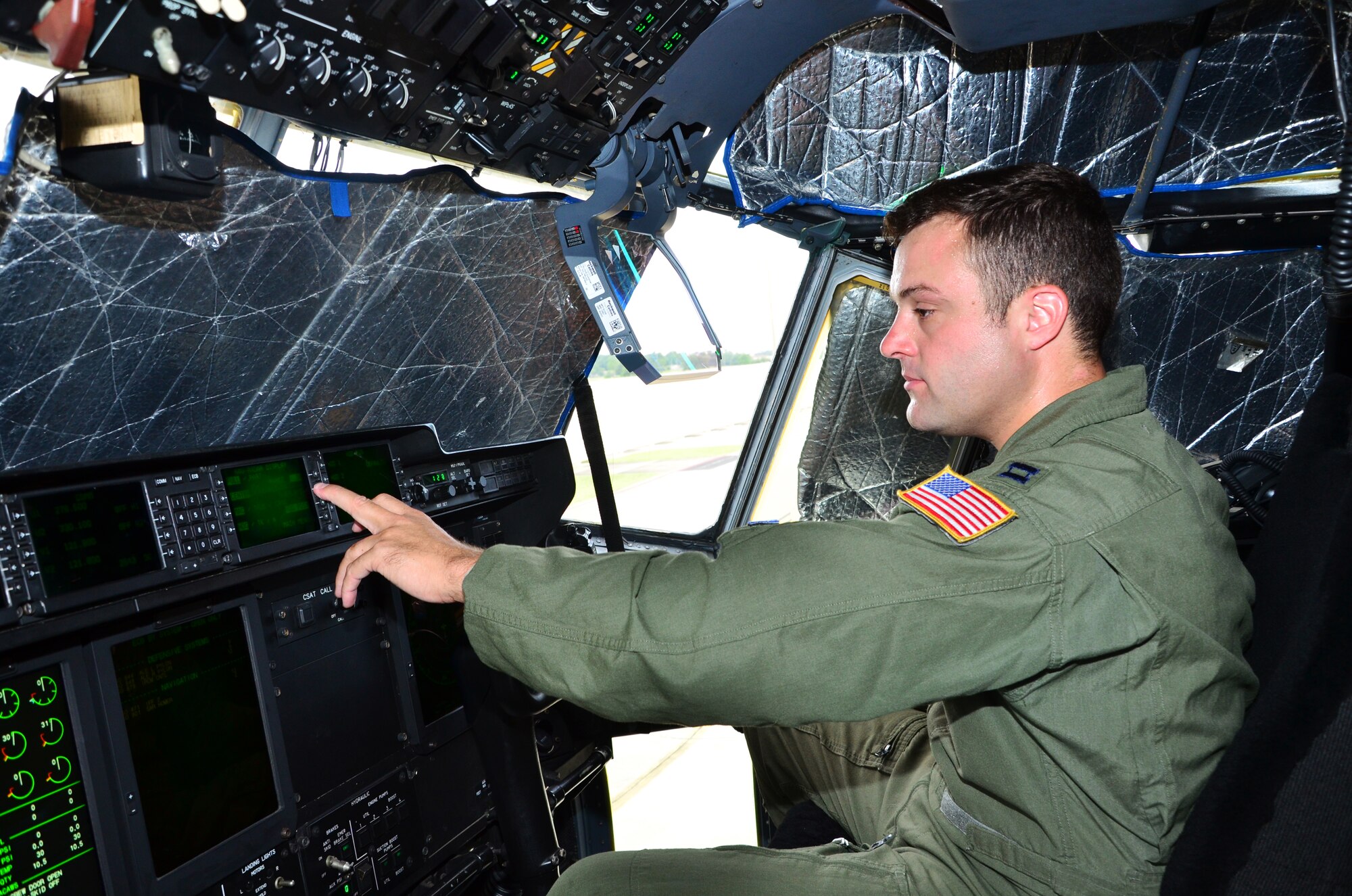 Capt. Forrest Heintz, a Hurricane Hunter pilot with the 53rd Weather Reconnaissance Squadron does a pre-flight check before traveling to Hawaii to assist the Central Pacific Hurricane Center with storm data in the Pacific Ocean Aug 19, 2015. The Hurricane Hunters are currently preparing deploying to conduct missions out of Hawaii and St. Croix, U.S.V.I. (U.S. Air Force Photo/Master. Sgt. Brian Lamar)
