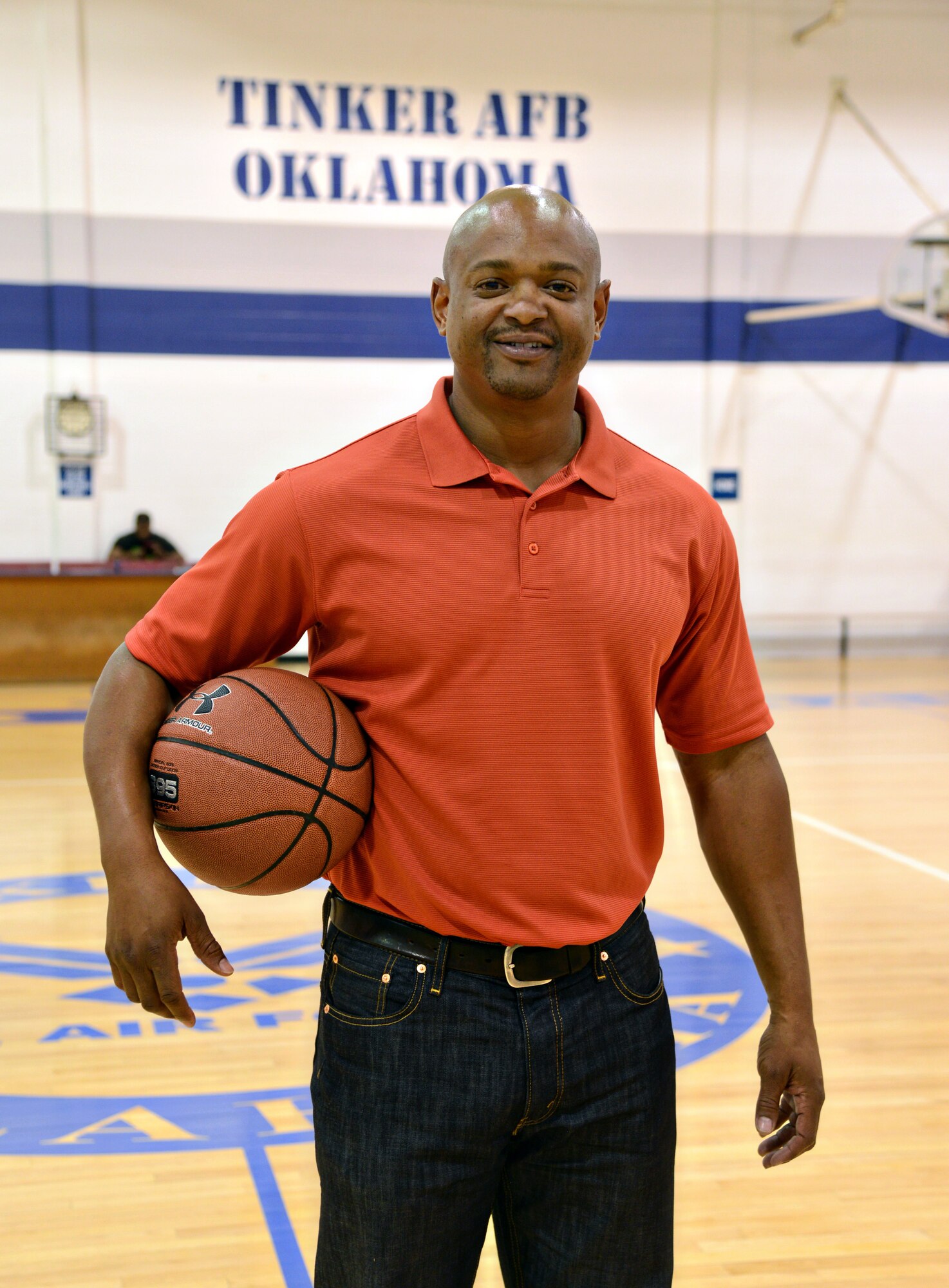 Jonathan Morgan, a technical data specialist in the B-2 Systems Program Office, is the new head coach for the Tinker Hawks basketball team. He had been the assistant coach since 2011. (Air Force photo by Kelly White/Released)