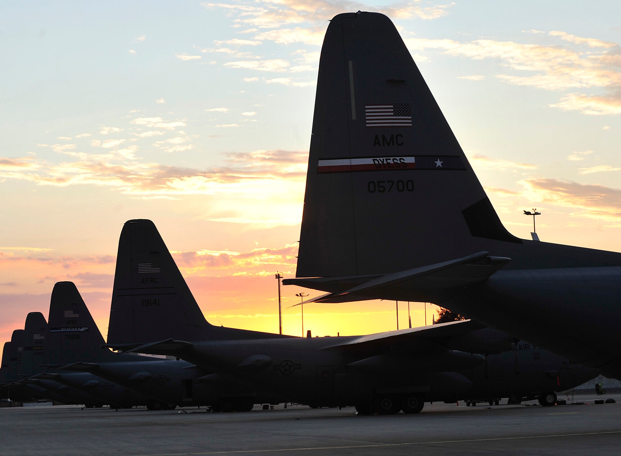 Airframes sit on the runway after arriving here before the start of Swift Response 2015, Aug. 19, 2015, at Ramstein Air Base, Germany. The exercise is part of U.S. European Command’s Joint Exercise Program designed to enhance joint combined interoperability with allied nations. (U.S. Air Force photo/Airman 1st Class Larissa Greatwood)