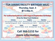 Top of the Rock DFAC Birthday Meal
-If you sign up for it, please attend!