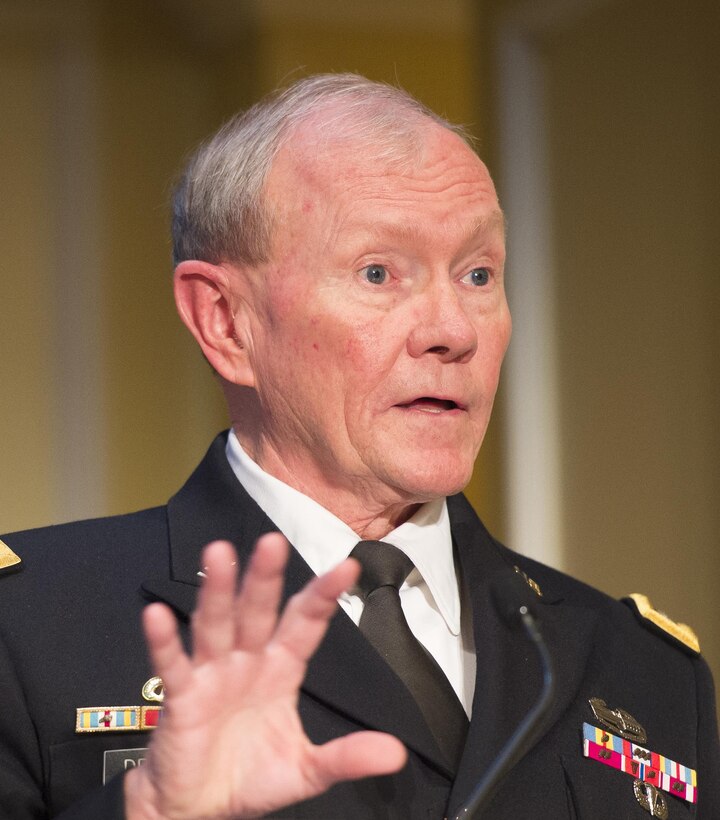 Army Gen. Martin E. Dempsey, chairman of the Joint Chiefs of Staff, speaks at a conference on the civil-military divide and the future of the all-volunteer force hosted by Center for a New American Security at the Willard hotel in Washington, D.C., Nov. 20, 2014. DoD photo by Petty Officer 1st Class Daniel Hinton